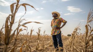 A Farmer in a Drought Farmland