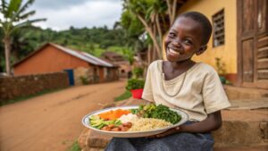 A happy Child with food